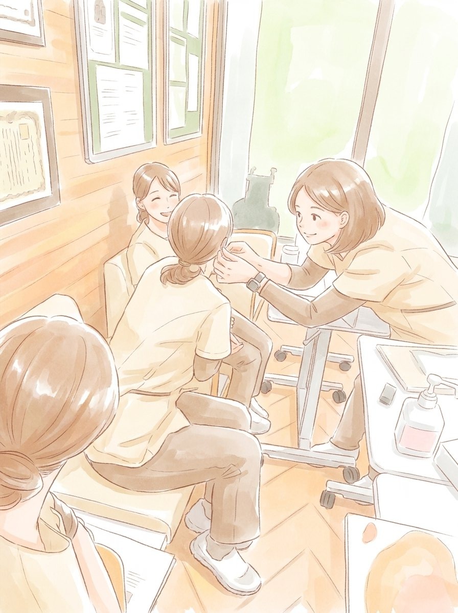 お昼のミーティングの様子（イラスト）
